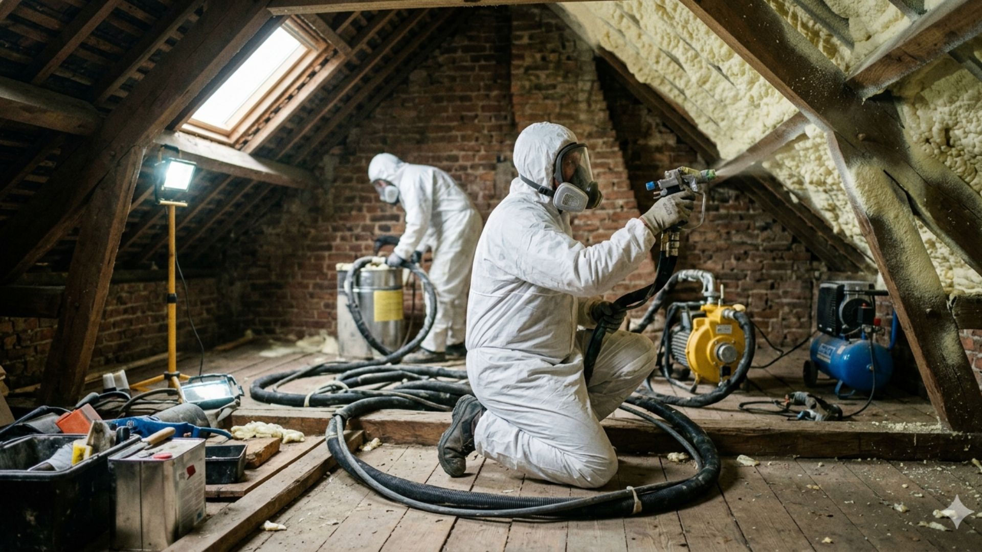 Isolation de combles à Guéhenno 56420 par mousse polyuréthane projetée