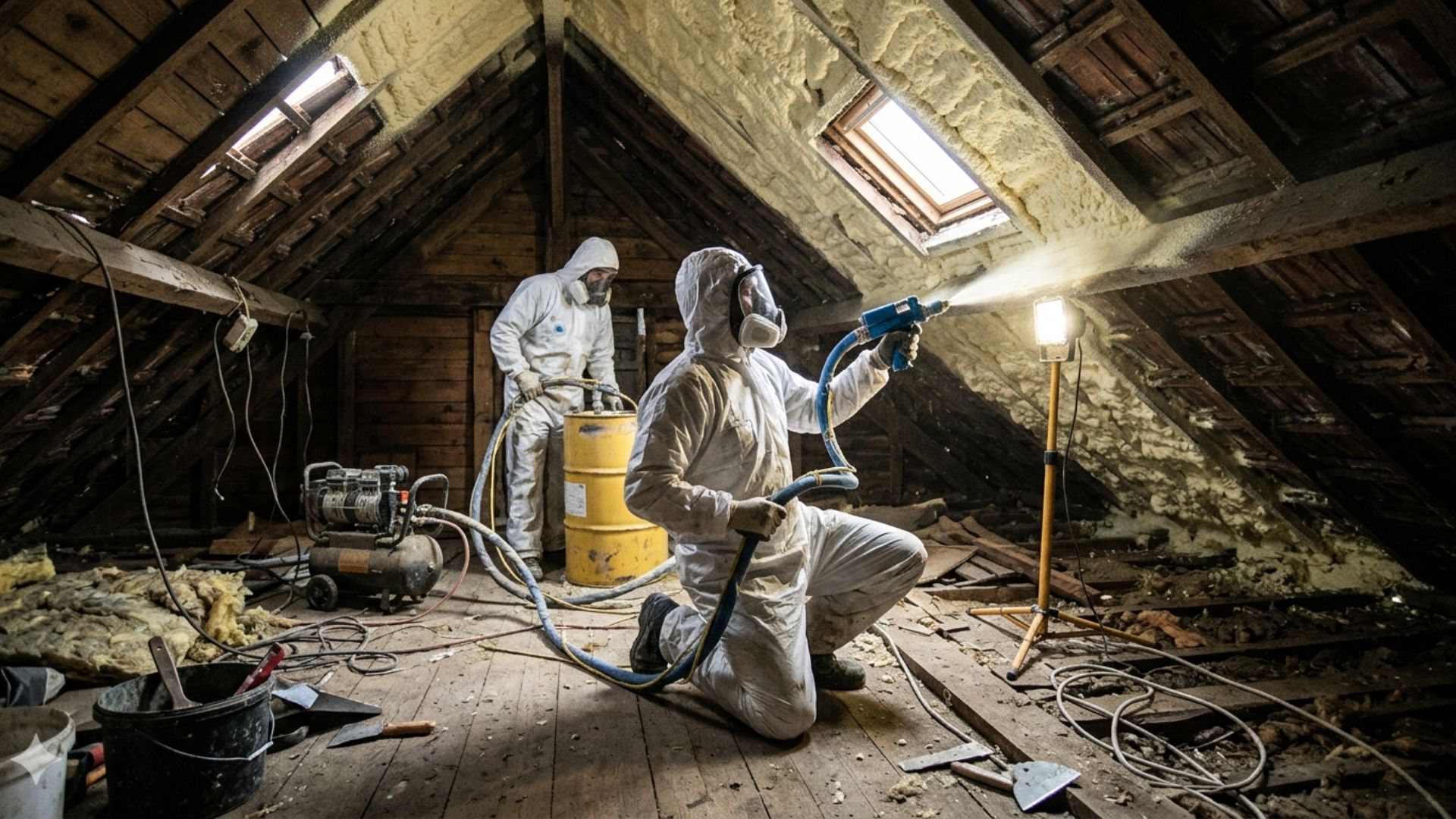 Isolation de combles à Lanester 56600 par mousse polyuréthane projetée