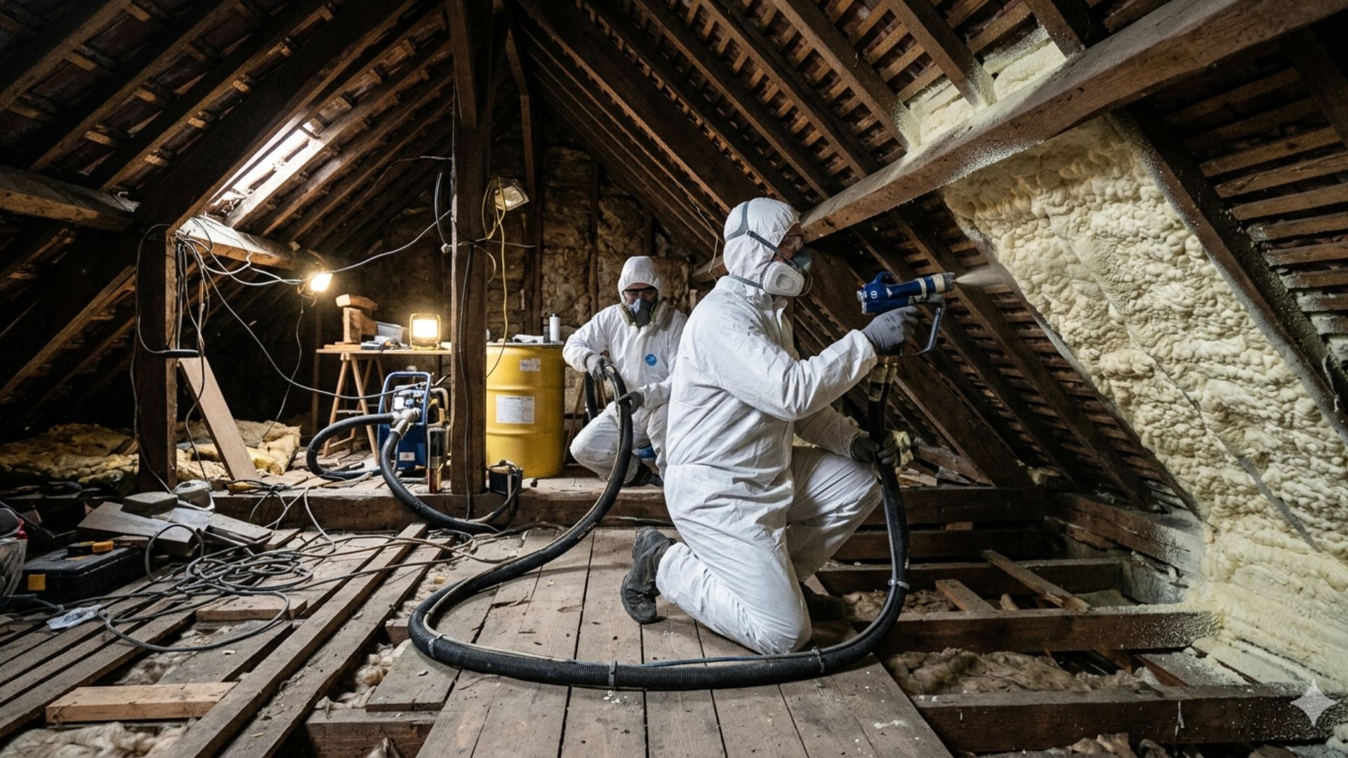 Isolation de combles à Larré 56230 par mousse polyuréthane projetée