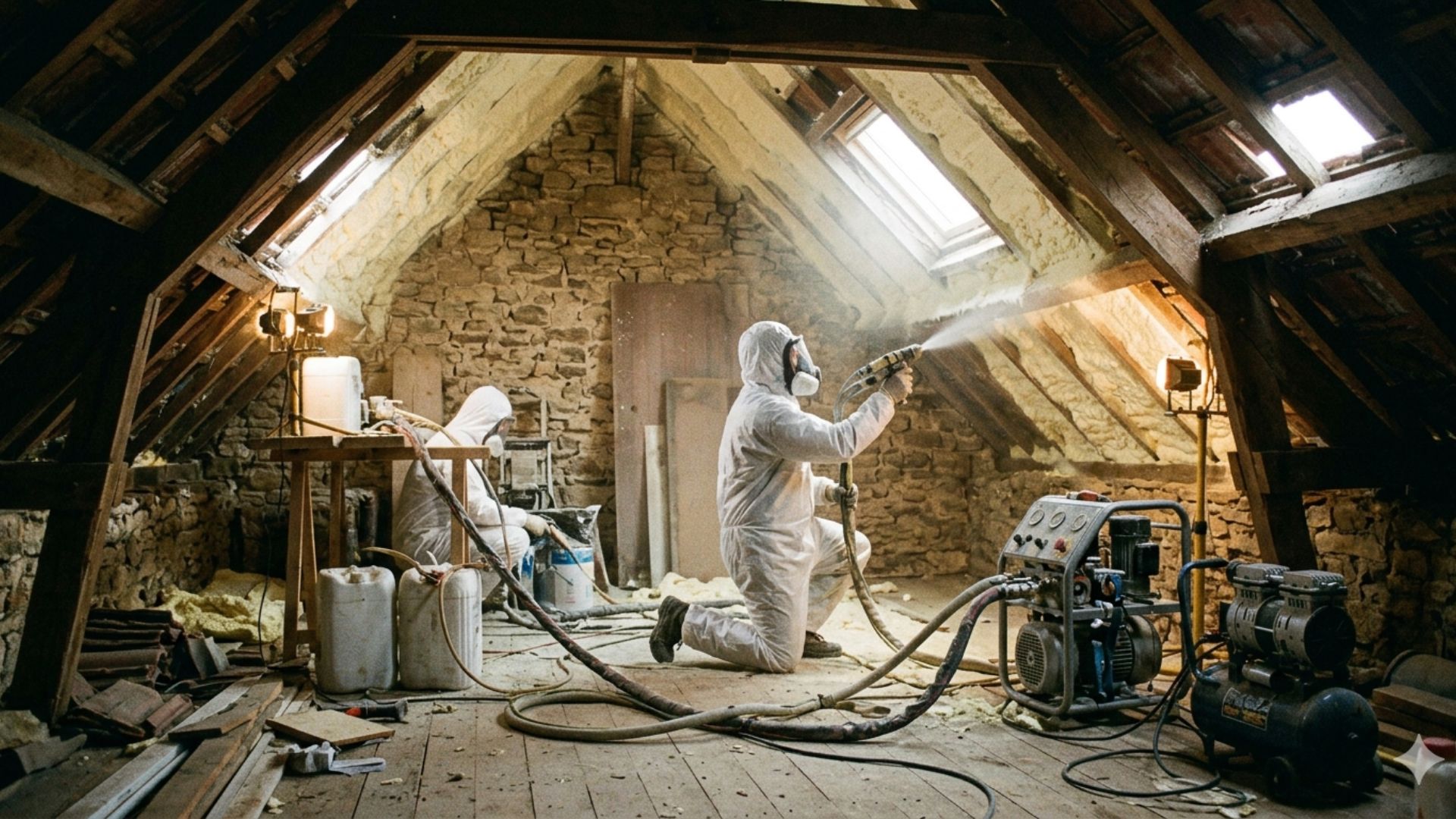 Isolation de combles à Locqueltas 56390 par mousse polyuréthane projetée