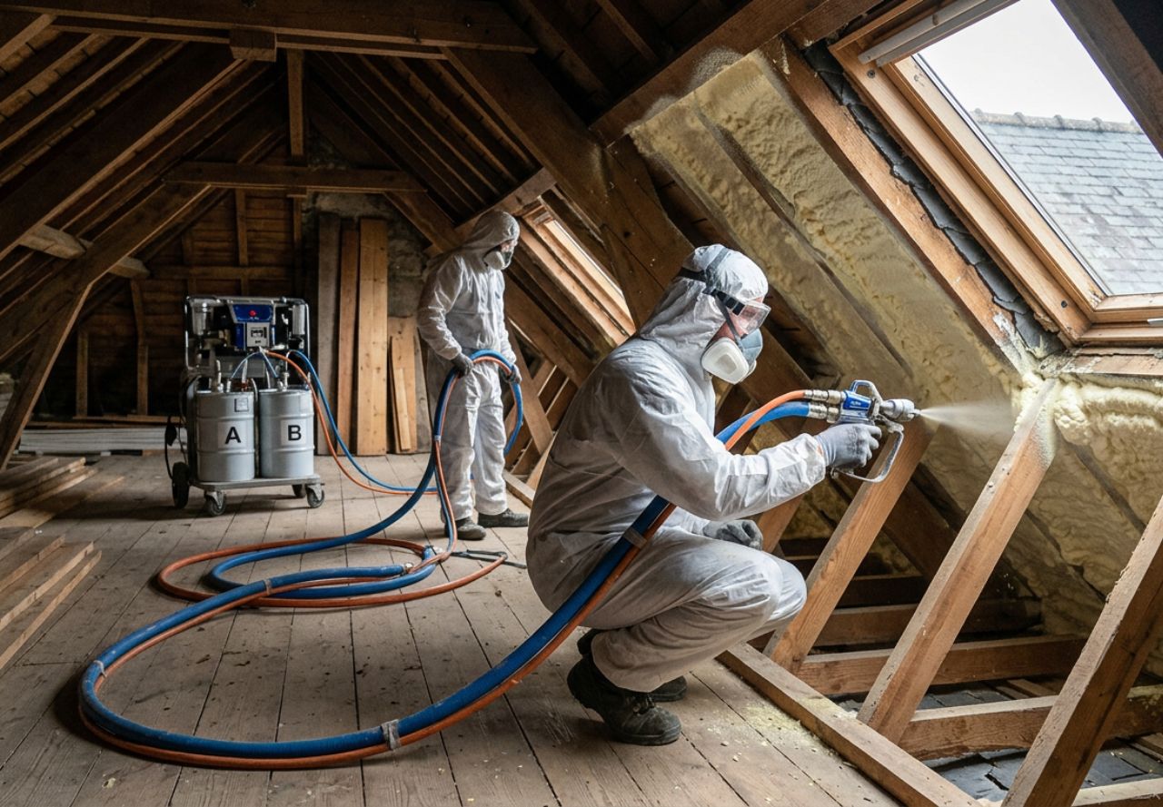 Isolation de combles à Séglien 56160 par mousse polyuréthane projetée
