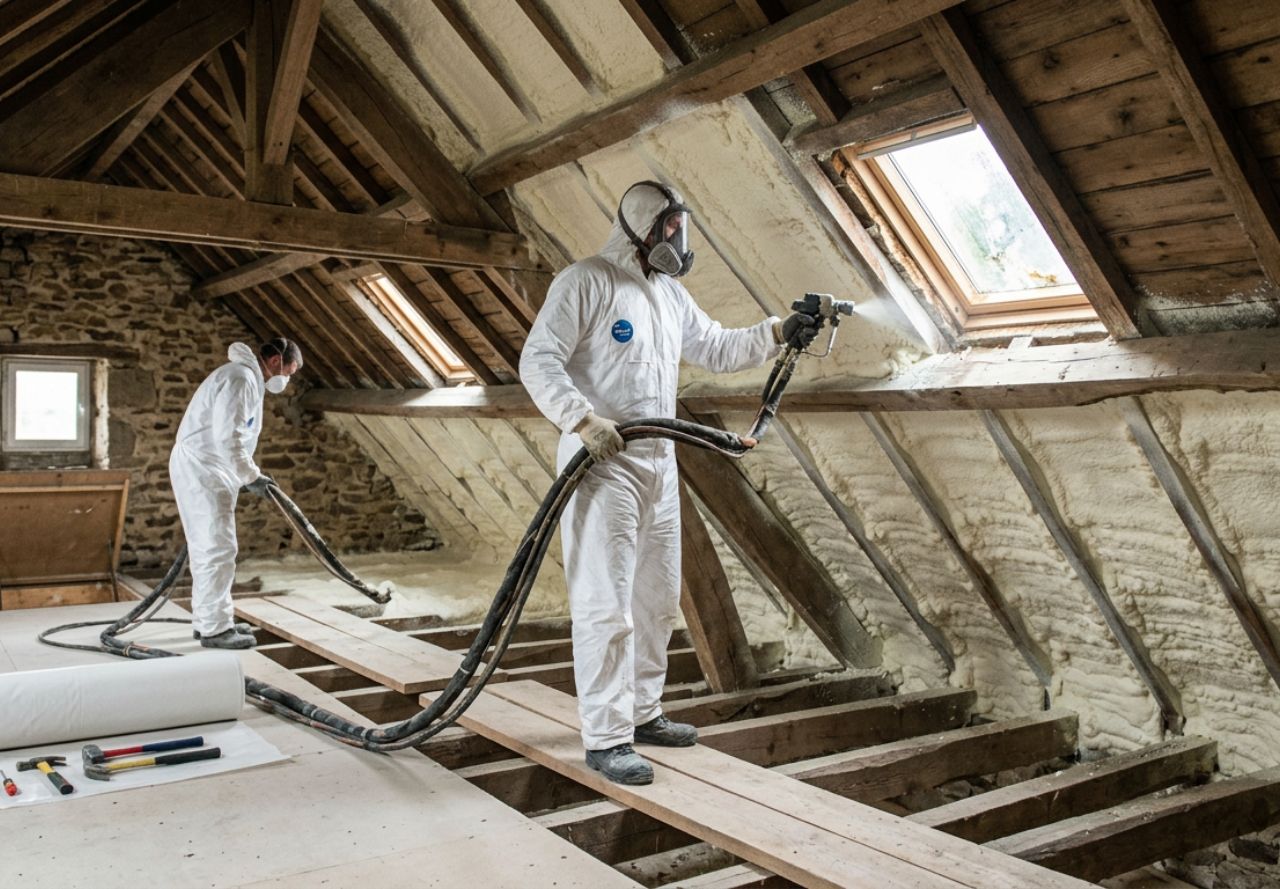 Isolation de combles à Séné 56860 par mousse polyuréthane projetée
