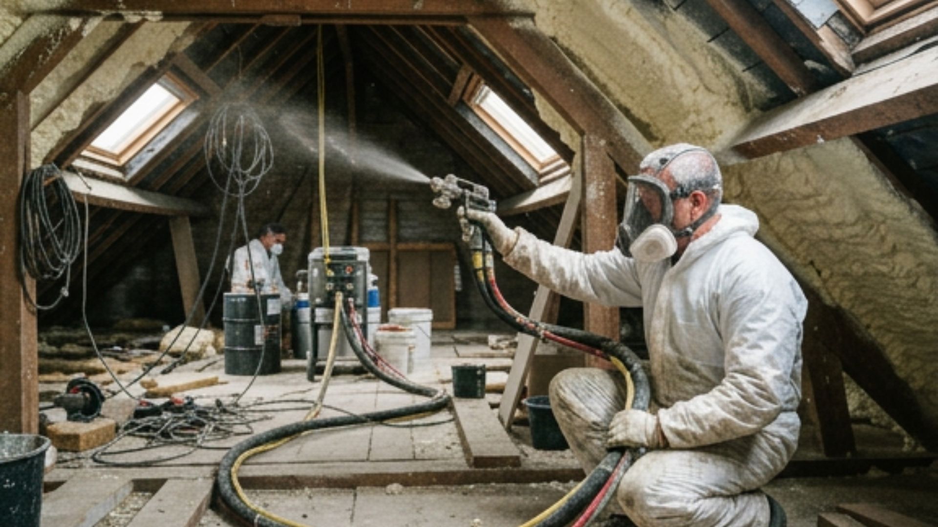 Isolation projetée pour les combles en mousse polyuréthane à Lorient