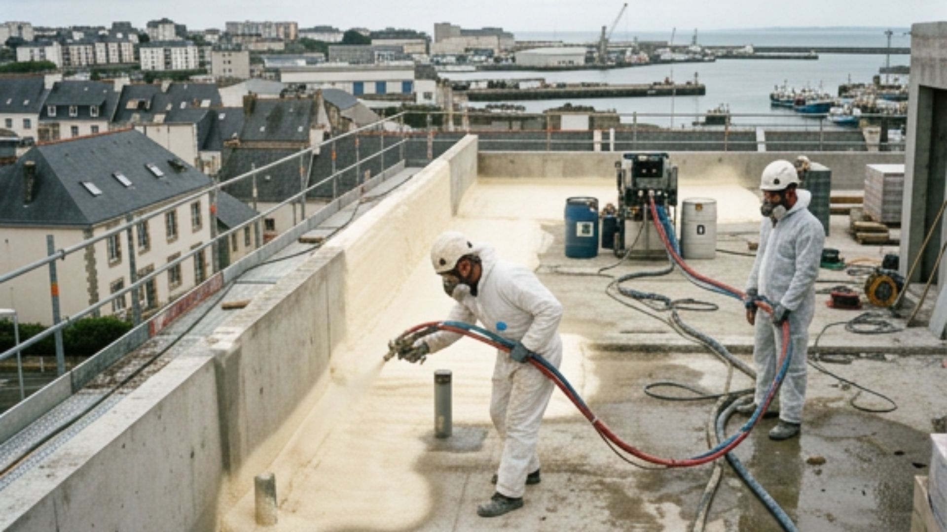 Isolation des toitures terrasses en mousse polyuréthane projetée à Lorient